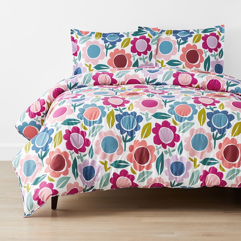 Comforter Set Graphic Floral Print Oversized Motifs Matching Shams