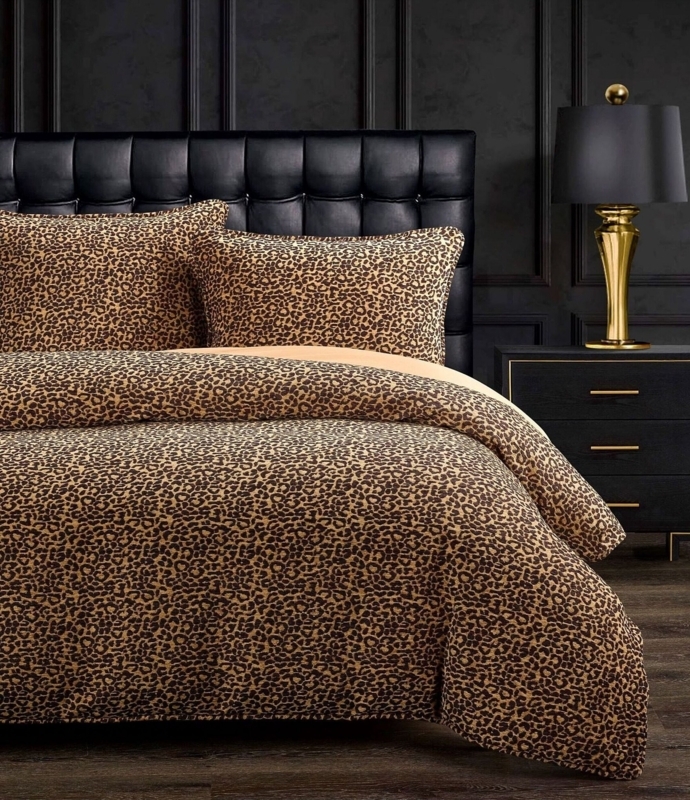 Comforter Set with Gold Accents for Moody Black Bedroom Decor