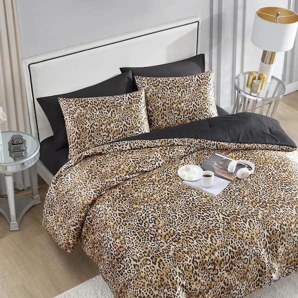 Comforter Set with Satin Sheen and Reversible Black for Glam Decor