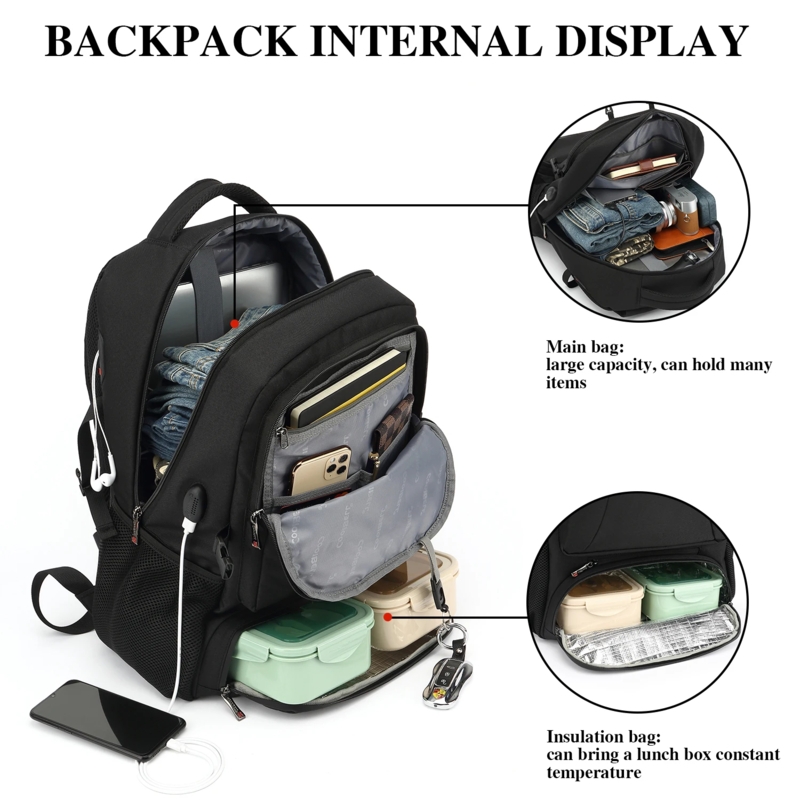Commute Backpack with Thermal Insulated Base and Laptop Sleeve