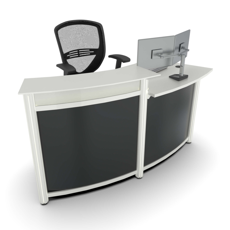 Compact Reception Desk with Curved Silhouette, Dual Height Tiers