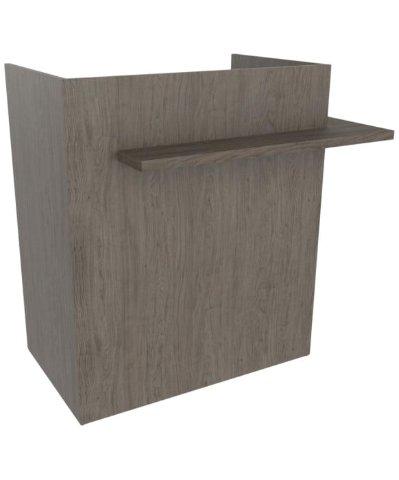 Compact Reception Desk with Taupe Wood Tone and Front Ledge