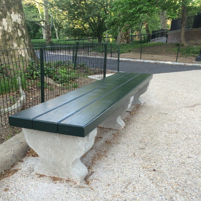 Concrete and Wood Backless Park Bench - Kenneth Lynch and Sons