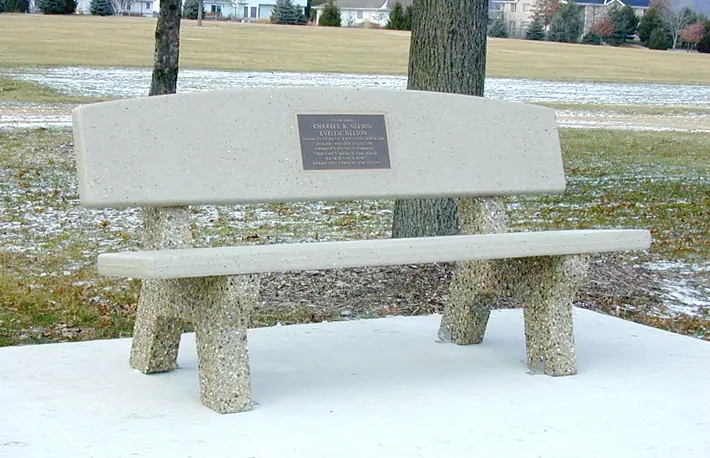 Concrete Bench with Horizon Curved Back and Aggregate Legs