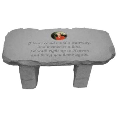 Concrete-Like Garden Bench with Integrated Photo Inlay
