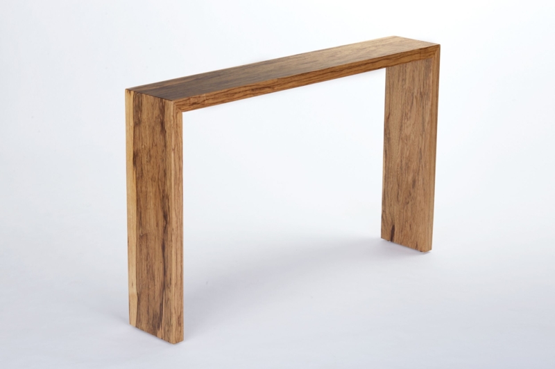 Console Table Continuous Grain Waterfall Edge Ultra Slim Narrow Wood