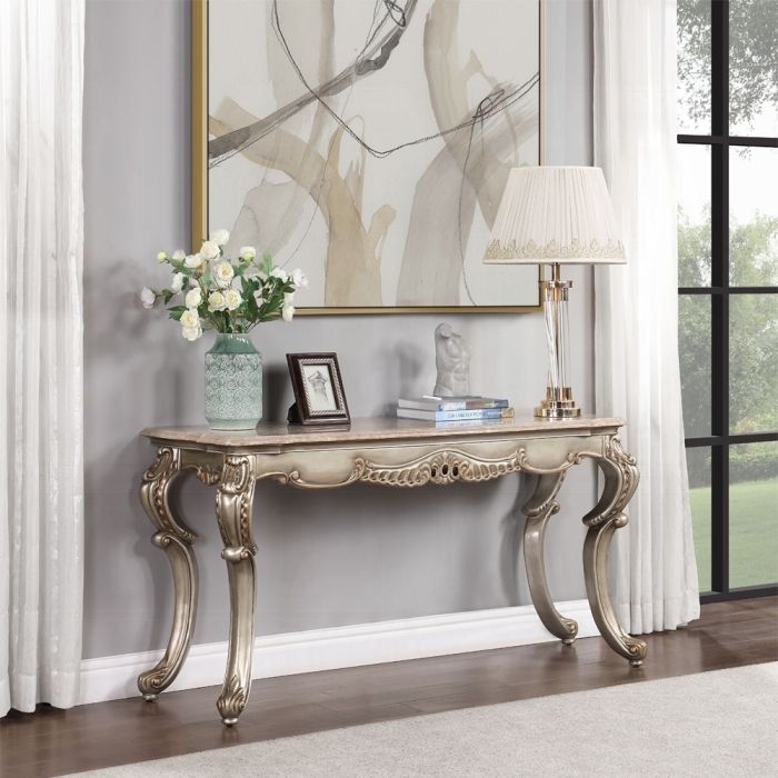Console Table Ornate Antique Bronze Shell Carvings Rococo