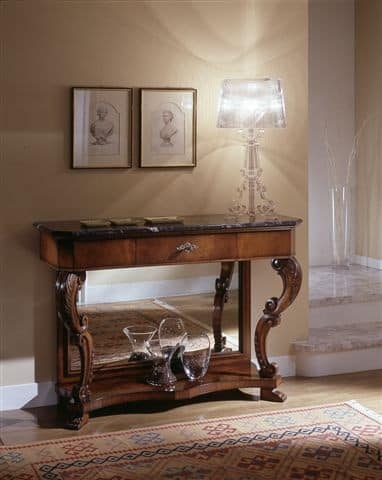 Console Table Walnut Mirrored Back Cabriole Legs Ornate