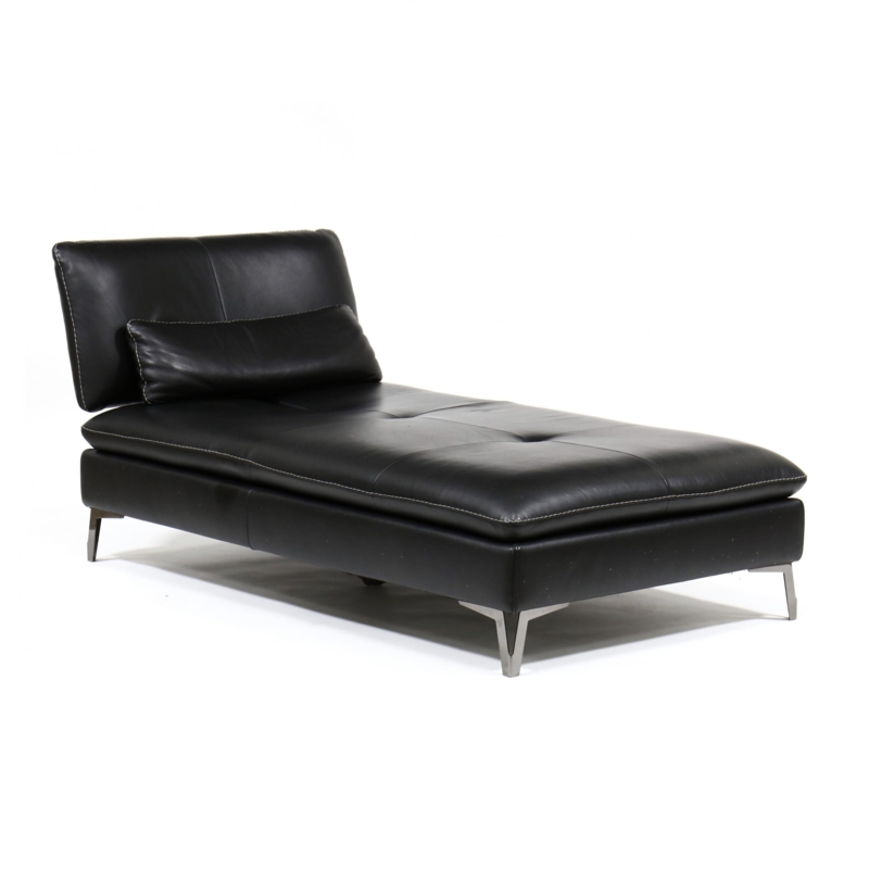 Contemporary Chaise Lounge with Y-Shaped Metal Legs and Contrast Stitching