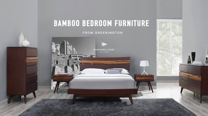 Contemporary Espresso Bedroom Set with Tiger Stripe Bamboo Accents