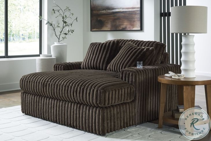 Contemporary Oversized Chaise Lounge with Vertical Channel Tufting