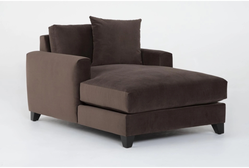 Contemporary Velvet Chaise Lounge with Track Arms and Deep Seating