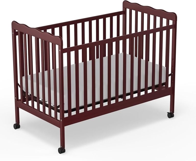 Convertible Baby Crib, Cherry Finish with Scalloped Edge Rails