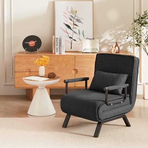 Convertible Sleeper Chair Folding Mechanism Metal Armrests
