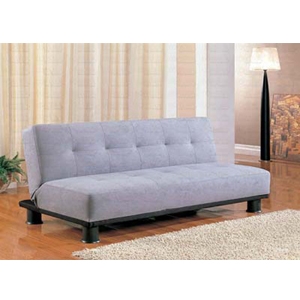 Convertible Sofa Heather Gray Armless Grid Tufted Low Profile