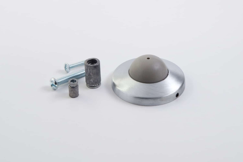 Convex Door Stop, Wall Mounted Brushed Silver, Side Set Screw