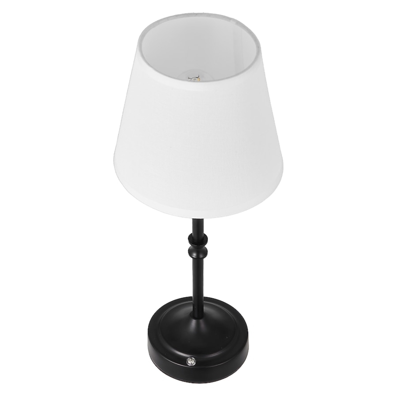 Cordless Table Lamp Fabric Shade Turned Stem Detail Black
