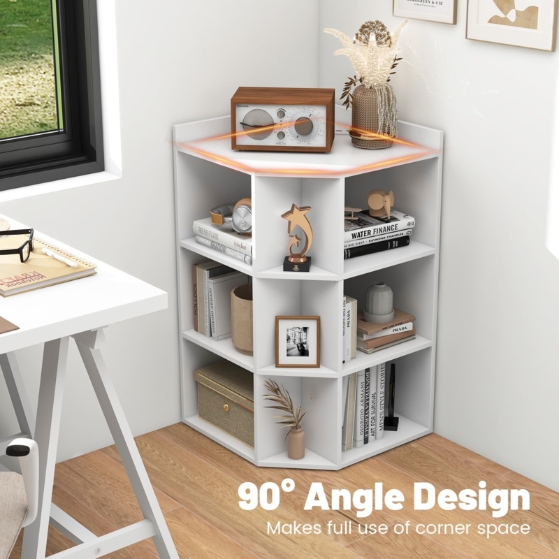 Corner Bookshelf With Nine Cubbies And Integrated Charging