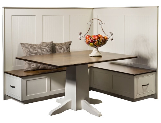 Corner Breakfast Nook Storage Two-Tone High Panel Back Pedestal