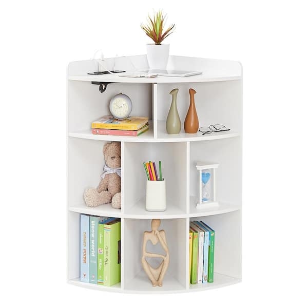 Corner Cabinet With Curved Front And Integrated Charging Station