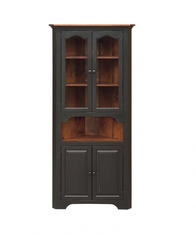Corner Cabinet with Dual Tone Finish and Paneled Lower Doors