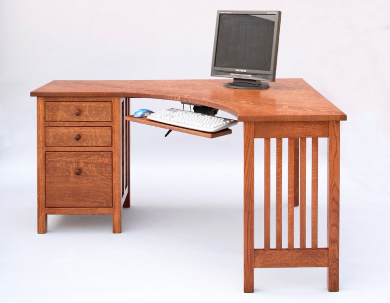 Corner Desk Craftsman Mission Style with Curved Front Edge
