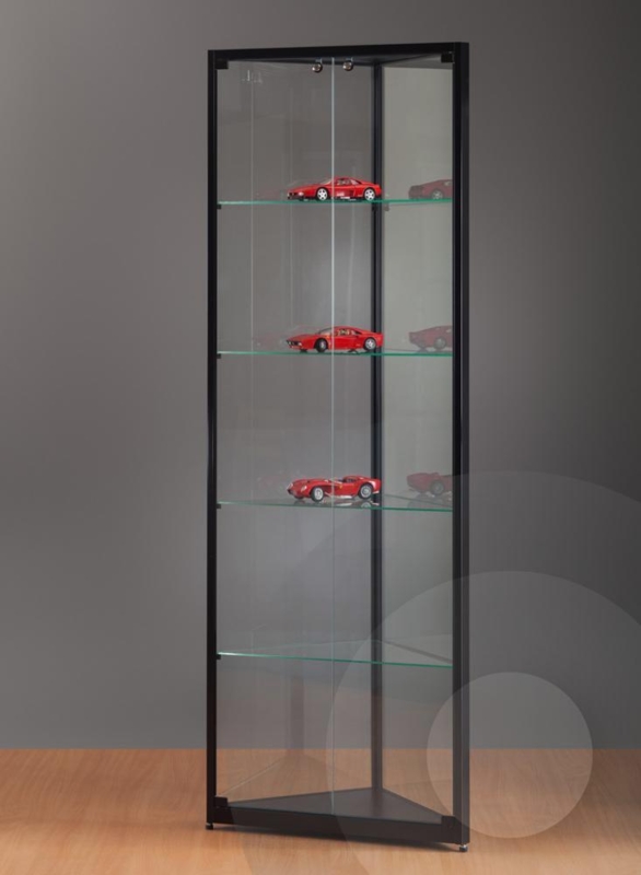 Corner Display Cabinet featuring Slim Frame and Integrated Top Lighting