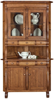 Corner Hutch featuring Open Display Alcove and Bracket Feet