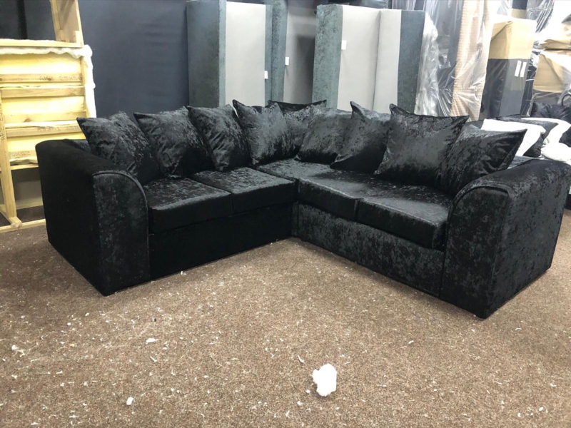 Corner Sofa Crushed Velvet Scatter Back Cushions L Shaped