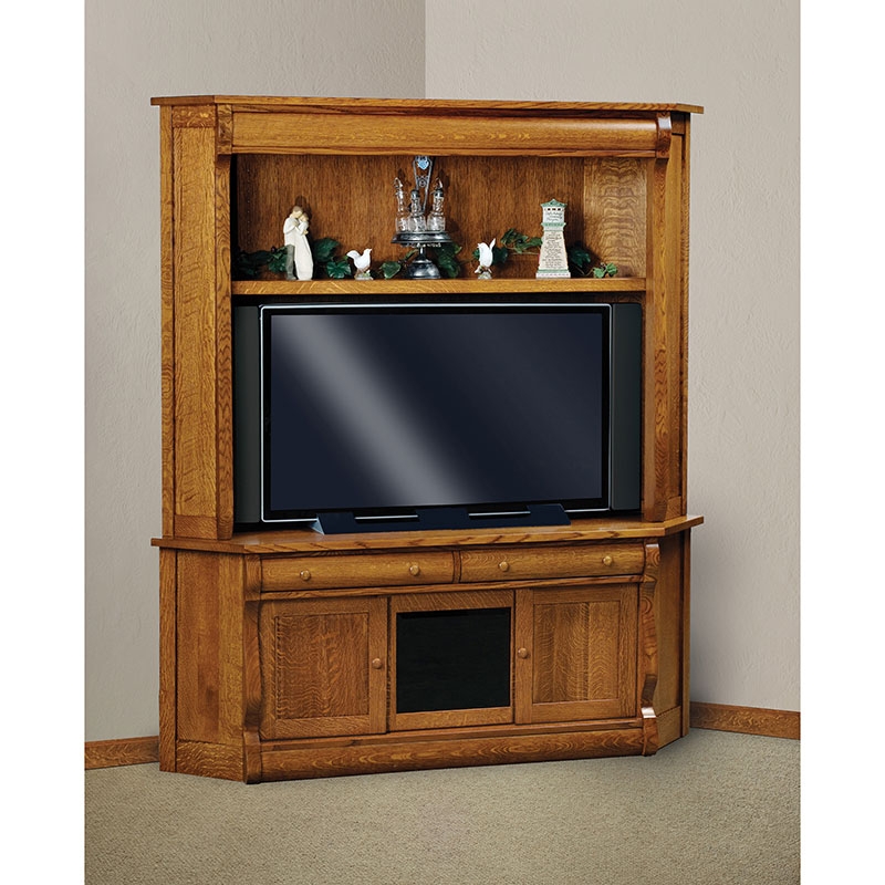 Corner Tv Cabinet Sleigh Sides Integrated Hutch Traditional Style