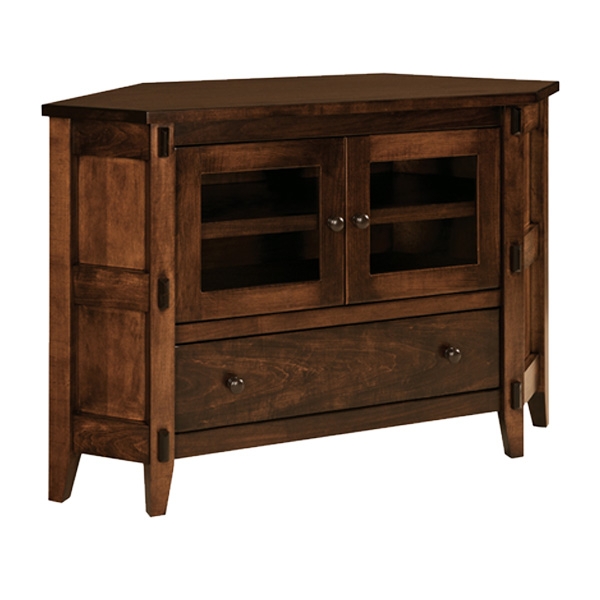 Corner Tv Stand Exposed Joinery Craftsman Style Glass Doors