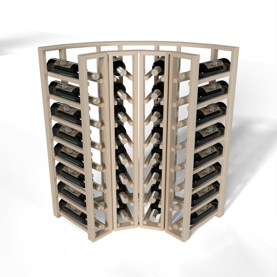 Corner Wine Rack: Classic Cellar Style, Light Wood, Four Column Storage
