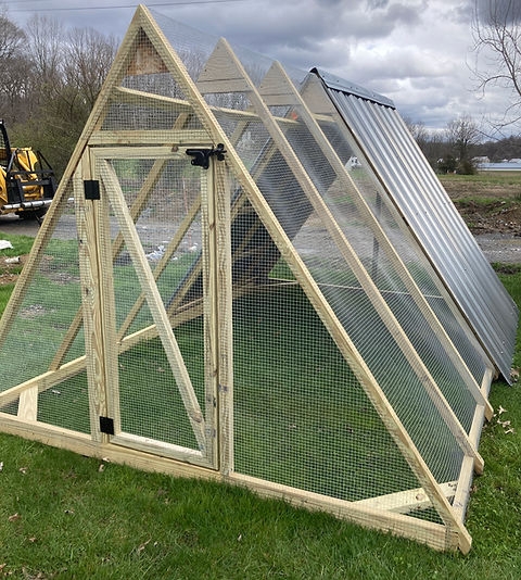 Corrugated Metal Roof A-Frame Chicken Tractor