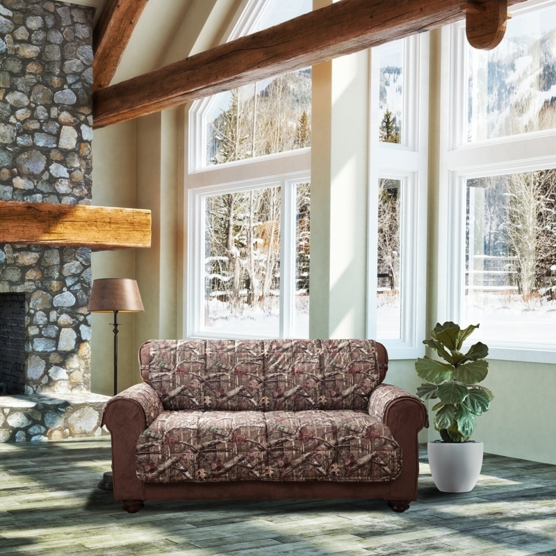 Couch Cover: Quilted Sofa Slipcover with Forest Print Furniture Protector