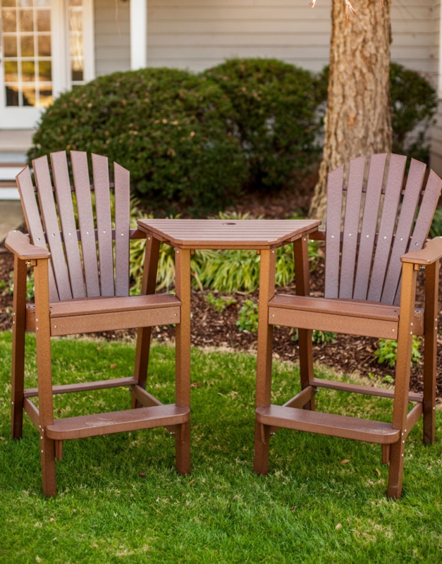 Counter Height Chair Integrated Table Curved Back Wood Toned Composite