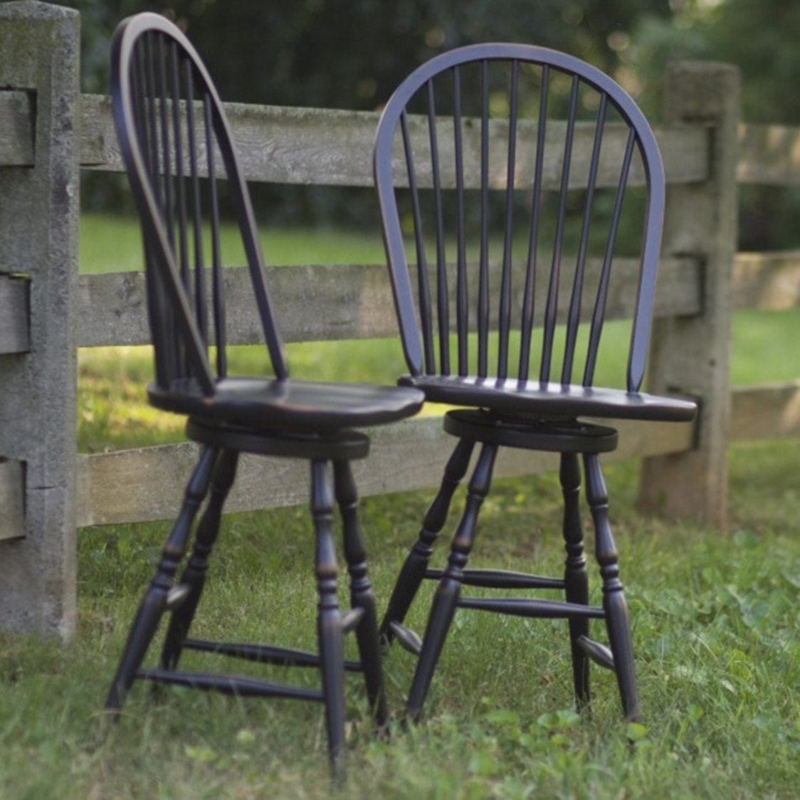 Counter Stool, Espresso Hoop Back Windsor with Swivel & Turned Legs.