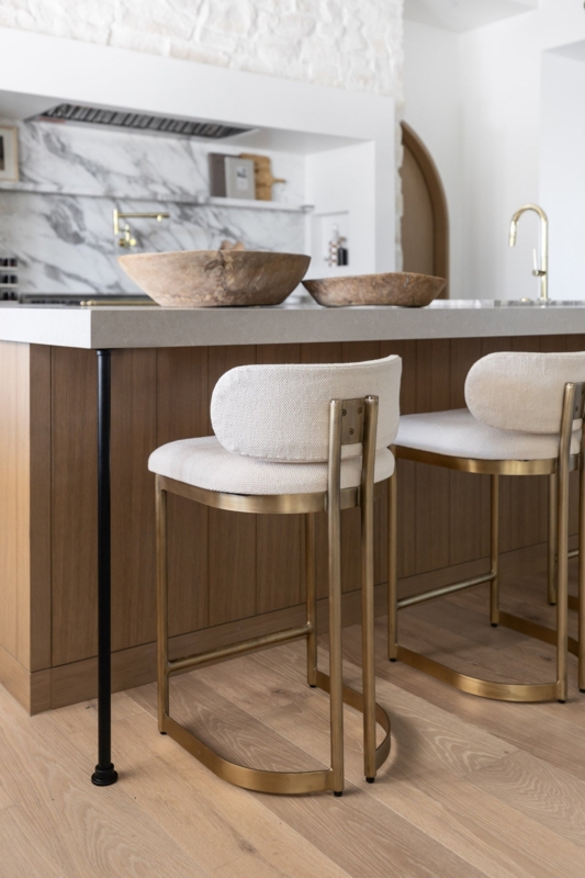 Counter Stool Exposed Hardware Sled Base Off-White Fabric