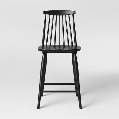Counter Stool, Hardwood Slat Back with Curved Top Rail.