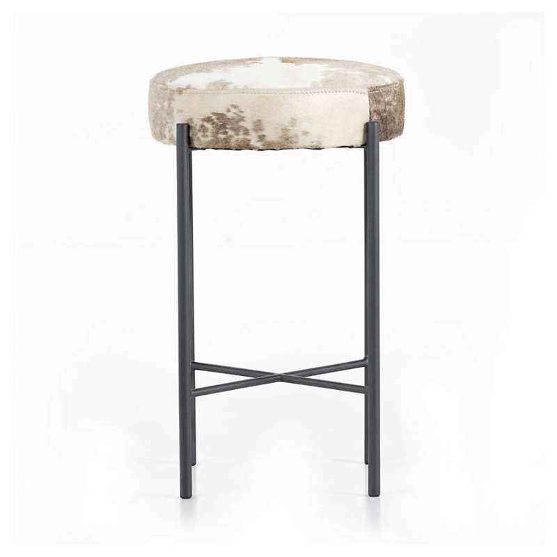 Counter Stool: X Crossbar Stretchers, Backless Seat Round Cushion