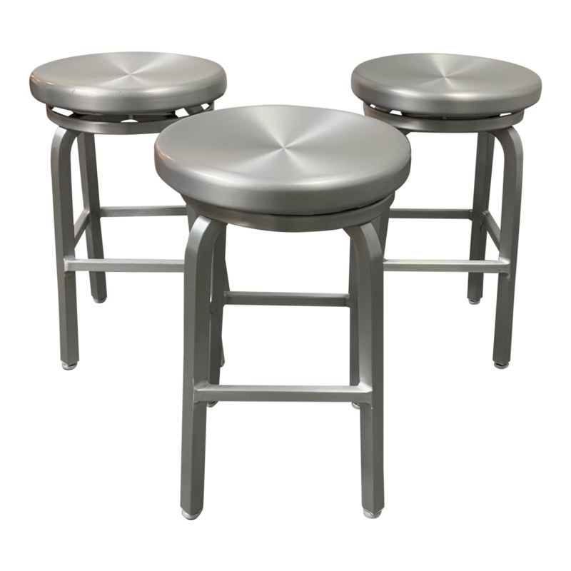 Counter Stools Swivel Circular Top Brushed Aluminum Modern