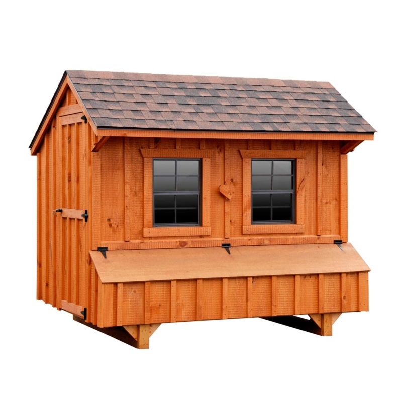 Craftsman Chicken Coop with Muntin Windows and Warm Orange Stain