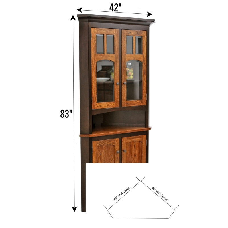 Craftsman Mission Hutch with 30-Inch Footprint in Black and Wood