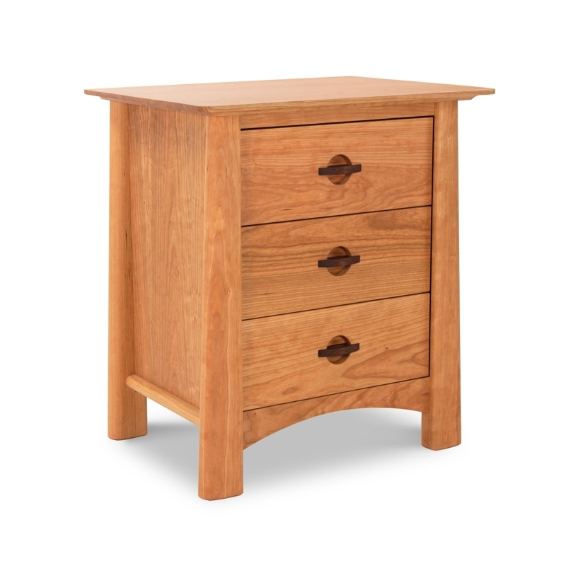 Craftsman Nightstand Circular Inset Pulls Three Drawers Arched Base