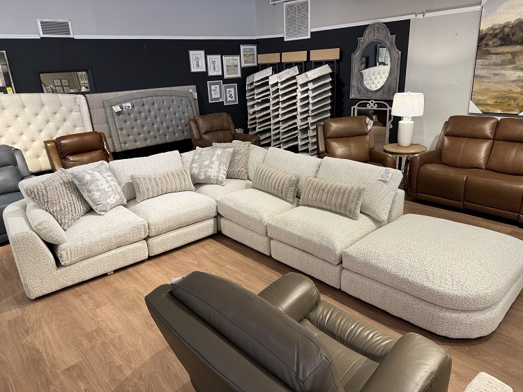 Cream Bouclé Modular Sectional with Armless Sections