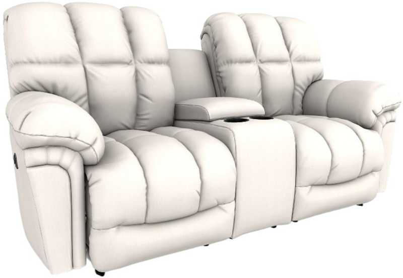 Creamy Off-White Rocker Reclining Loveseat with Console