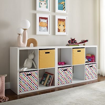 Cube Storage Unit: 6-Cube Organizer with Polka Dot Bins