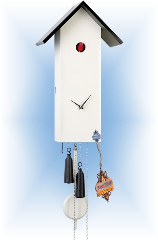 Cuckoo Clock Elongated Vertical Form Off-White & Matte Black