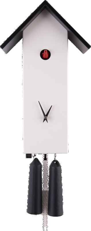 Cuckoo Clock Stark White Gabled Roof Minimalist Dual Weights