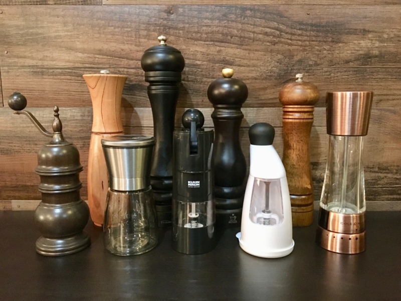Culinary Pepper Mill Collection: Mixed Materials & Varied Heights