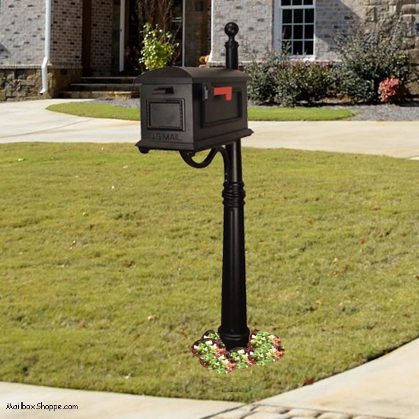 Curbside Mailbox Embossed US Mail Curved Bracket Fluted Post Metal
